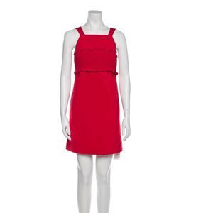Tibi sleeveless red mini dress w wide belt xs